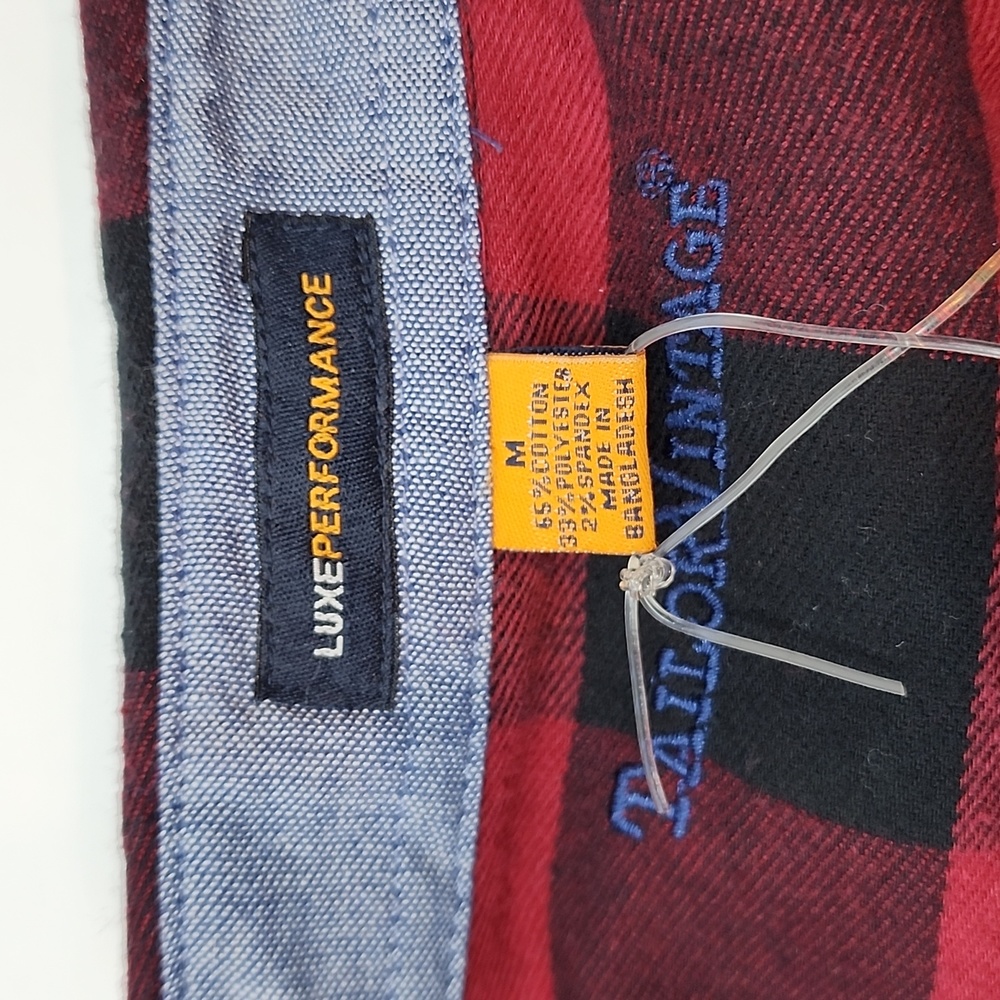 TAILOR VINTAGE BUTTON-DOWN LONG SLEVES BLACK & RED PLAD SHIRT, MEDIUM (M) - Picture 12 of 13